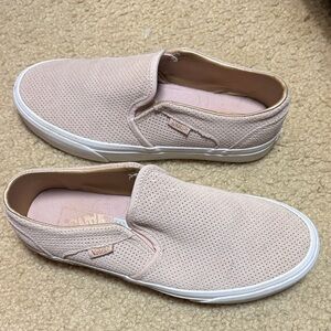 Vans Women's Light Pink Perforated Slip-On Sneakers